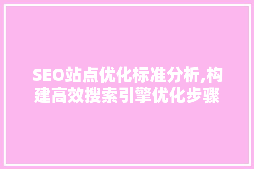 SEO站点优化标准分析,构建高效搜索引擎优化步骤