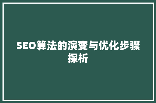 SEO算法的演变与优化步骤探析