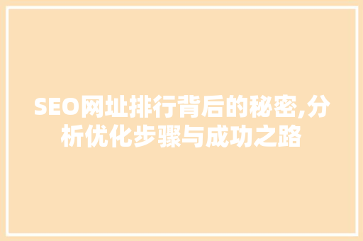 SEO网址排行背后的秘密,分析优化步骤与成功之路
