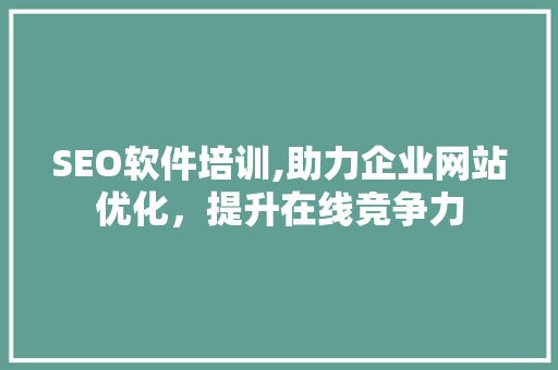 SEO软件培训,助力企业网站优化，提升在线竞争力