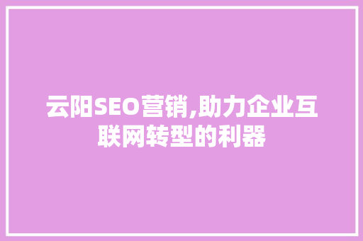 云阳SEO营销,助力企业互联网转型的利器
