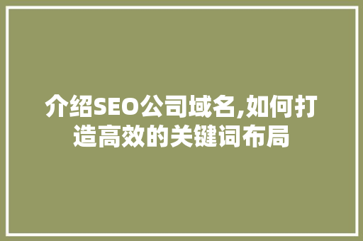 介绍SEO公司域名,如何打造高效的关键词布局