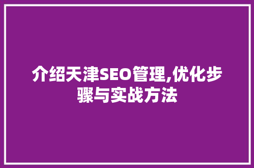 介绍天津SEO管理,优化步骤与实战方法