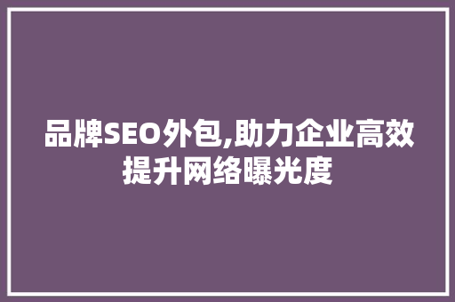 品牌SEO外包,助力企业高效提升网络曝光度