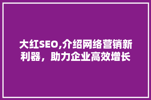 大红SEO,介绍网络营销新利器，助力企业高效增长