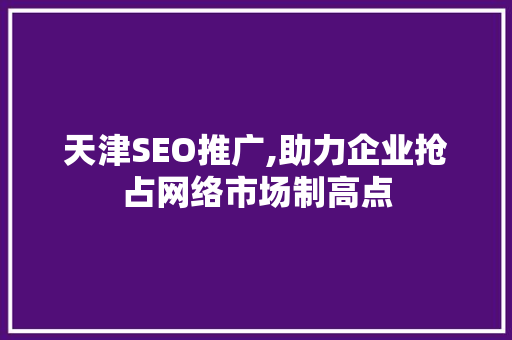 天津SEO推广,助力企业抢占网络市场制高点