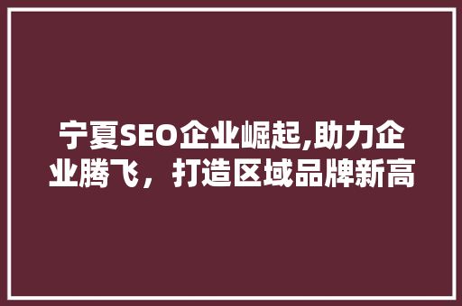 宁夏SEO企业崛起,助力企业腾飞，打造区域品牌新高度