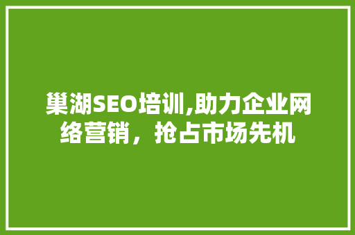 巢湖SEO培训,助力企业网络营销，抢占市场先机
