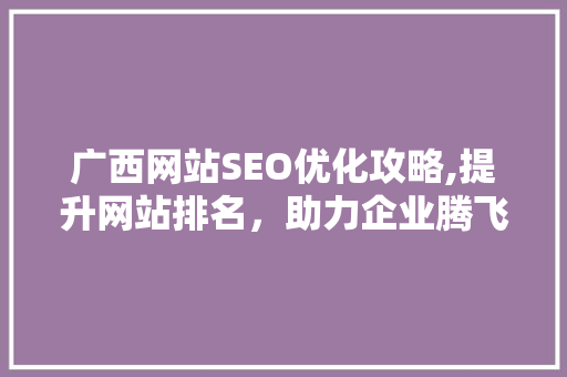 广西网站SEO优化攻略,提升网站排名，助力企业腾飞