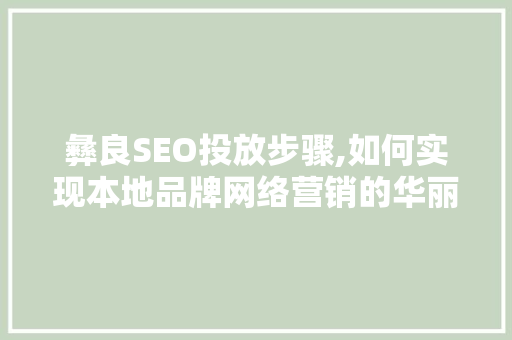 彝良SEO投放步骤,如何实现本地品牌网络营销的华丽蜕变
