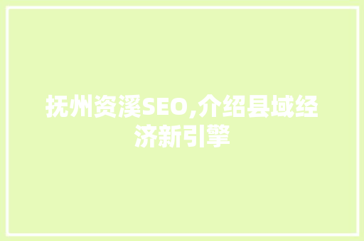 抚州资溪SEO,介绍县域经济新引擎