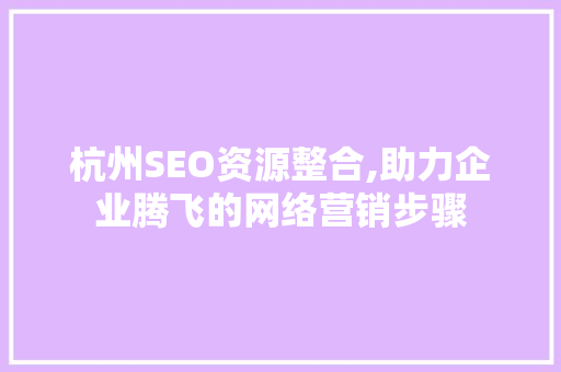 杭州SEO资源整合,助力企业腾飞的网络营销步骤