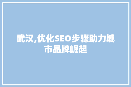 武汉,优化SEO步骤助力城市品牌崛起