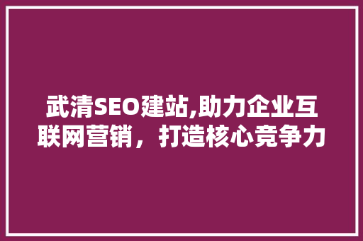 武清SEO建站,助力企业互联网营销，打造核心竞争力