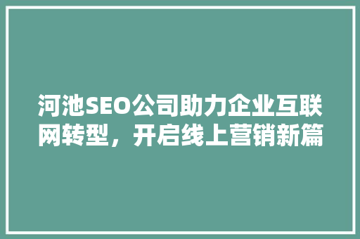 河池SEO公司助力企业互联网转型，开启线上营销新篇章