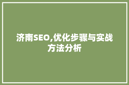 济南SEO,优化步骤与实战方法分析