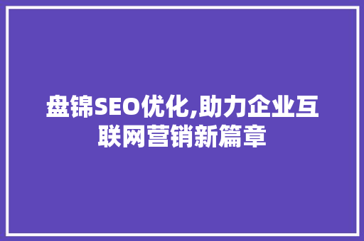 盘锦SEO优化,助力企业互联网营销新篇章
