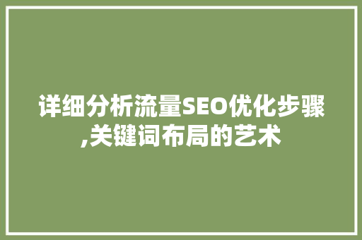 详细分析流量SEO优化步骤,关键词布局的艺术