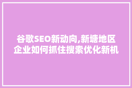 谷歌SEO新动向,新塘地区企业如何抓住搜索优化新机遇