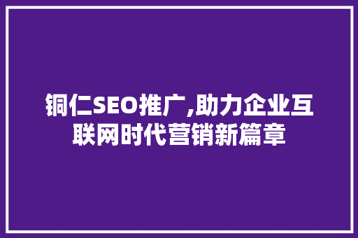 铜仁SEO推广,助力企业互联网时代营销新篇章