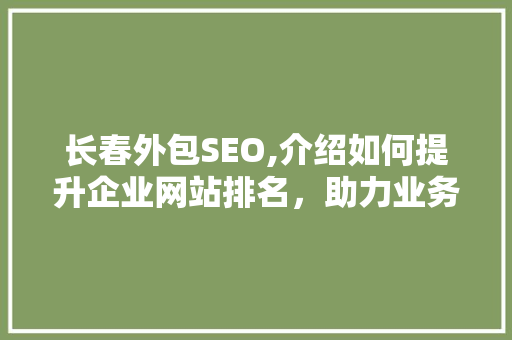 长春外包SEO,介绍如何提升企业网站排名，助力业务腾飞