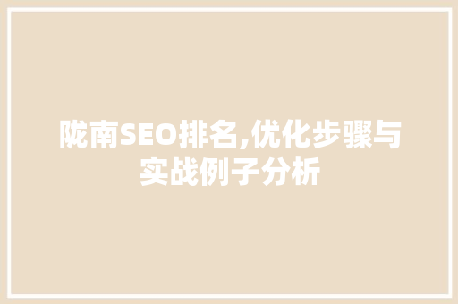 陇南SEO排名,优化步骤与实战例子分析