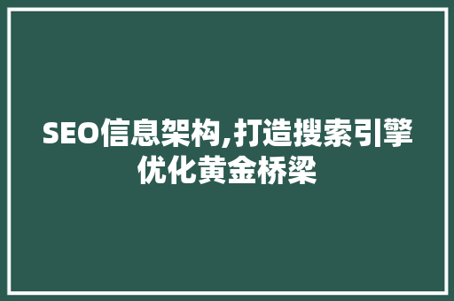 SEO信息架构,打造搜索引擎优化黄金桥梁