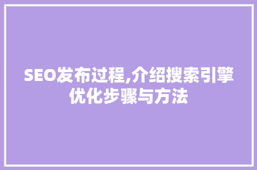 SEO发布过程,介绍搜索引擎优化步骤与方法