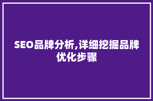 SEO品牌分析,详细挖掘品牌优化步骤