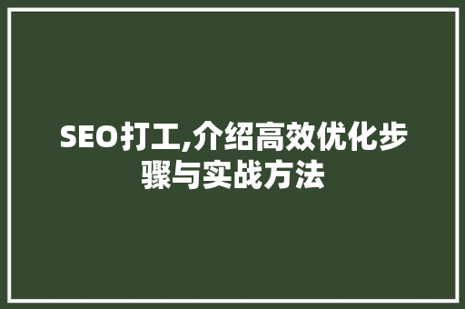 SEO打工,介绍高效优化步骤与实战方法
