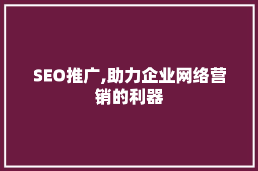 SEO推广,助力企业网络营销的利器