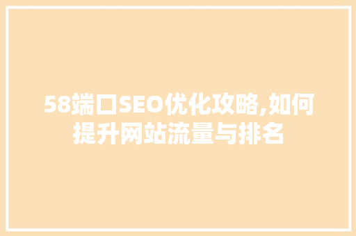 58端口SEO优化攻略,如何提升网站流量与排名