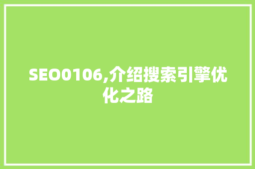 SEO0106,介绍搜索引擎优化之路