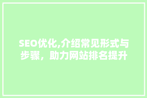 SEO优化,介绍常见形式与步骤，助力网站排名提升
