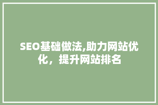 SEO基础做法,助力网站优化，提升网站排名
