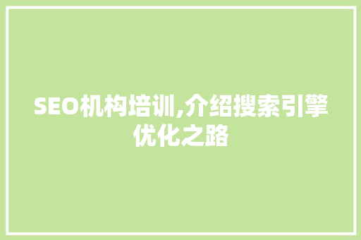 SEO机构培训,介绍搜索引擎优化之路