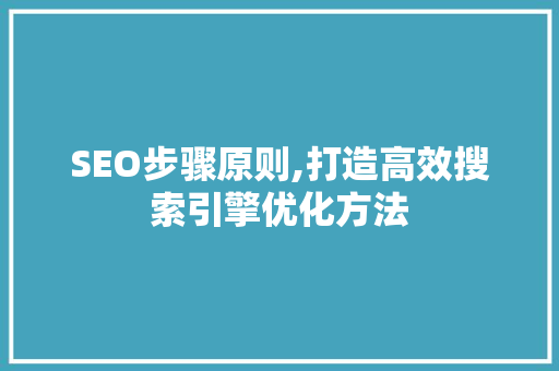 SEO步骤原则,打造高效搜索引擎优化方法