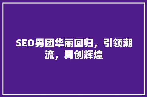 SEO男团华丽回归，引领潮流，再创辉煌