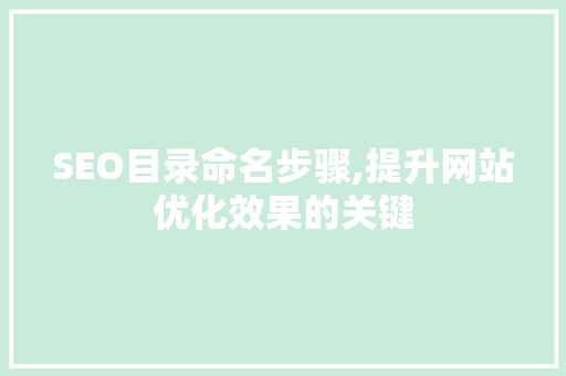 SEO目录命名步骤,提升网站优化效果的关键