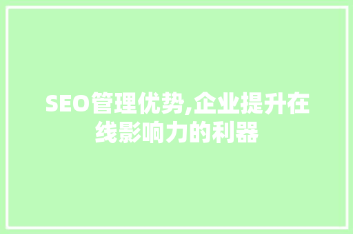 SEO管理优势,企业提升在线影响力的利器