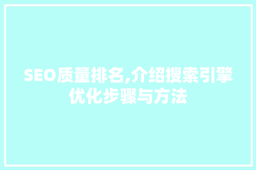 SEO质量排名,介绍搜索引擎优化步骤与方法