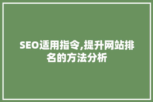 SEO适用指令,提升网站排名的方法分析