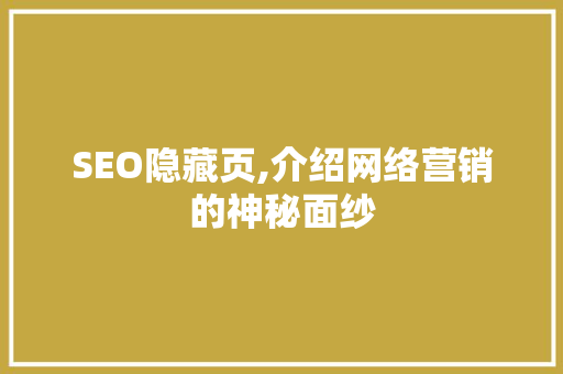 SEO隐藏页,介绍网络营销的神秘面纱