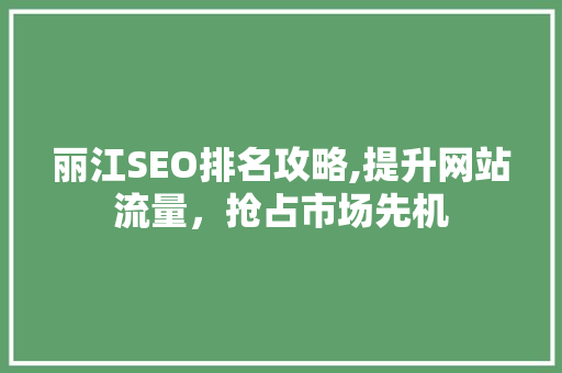 丽江SEO排名攻略,提升网站流量，抢占市场先机