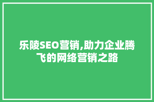 乐陵SEO营销,助力企业腾飞的网络营销之路