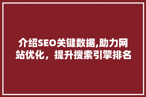 介绍SEO关键数据,助力网站优化，提升搜索引擎排名