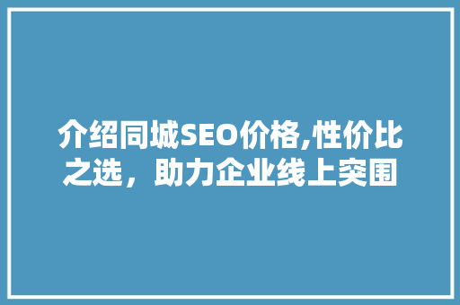 介绍同城SEO价格,性价比之选，助力企业线上突围