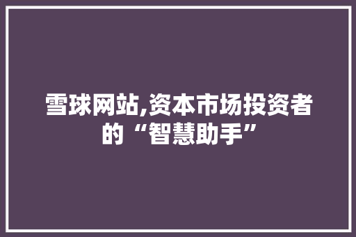 雪球网站,资本市场投资者的“智慧助手”