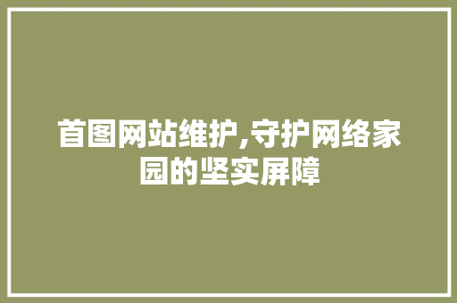 首图网站维护,守护网络家园的坚实屏障