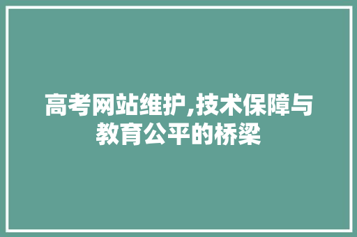 高考网站维护,技术保障与教育公平的桥梁